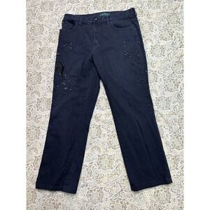 LRL Lauren Jeans Co. Womens Sz 14 Jeans Black Ladies Western Wear Embroidered